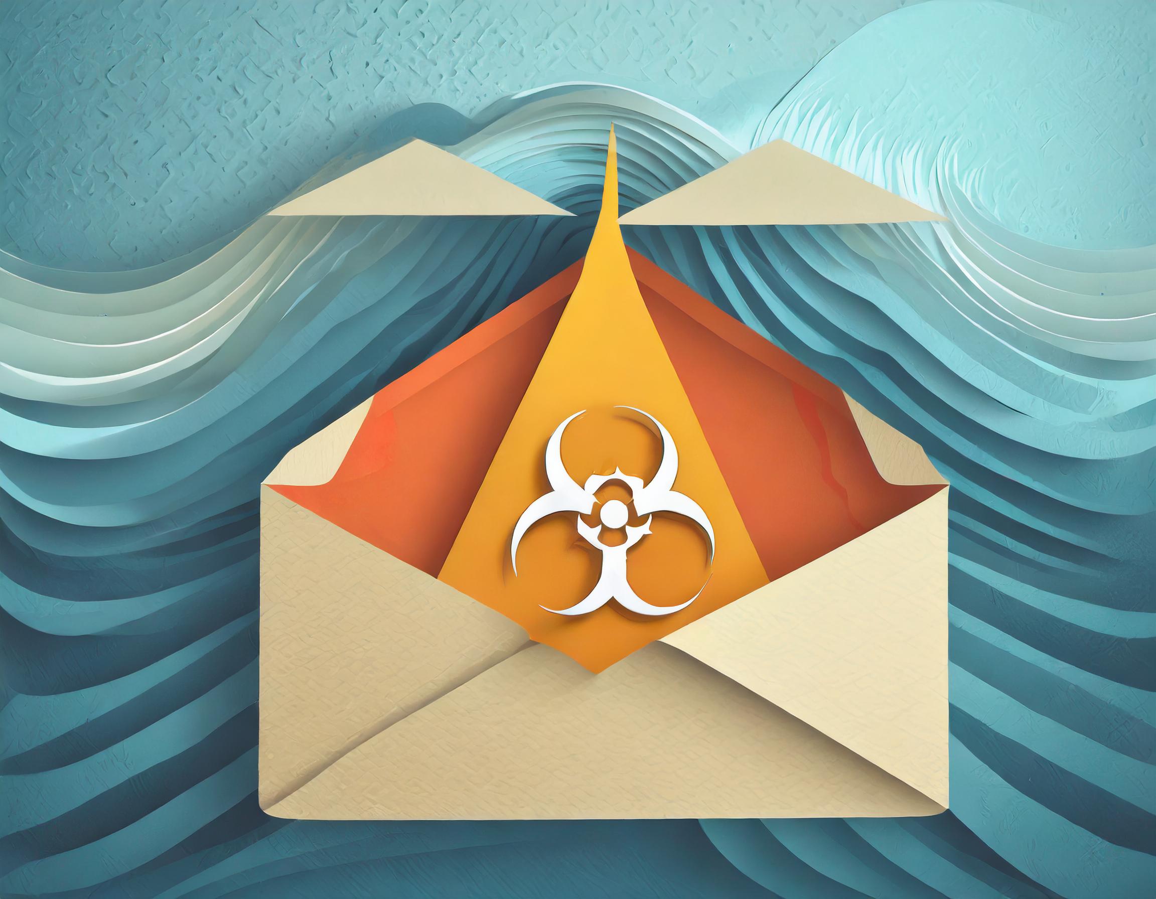 Envelope with a biohazard symbol